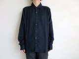 IRLY イリー       千鳥ジャガード アーチカラーシャツ・ダークネイビー