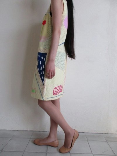 画像6: zazi       ザジ40%OFF 刺し子のボックスワンピース・イエロー