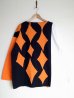 画像1: sulvam       サルバム  "school argyle knit”アーガイルスリットニット・ブラック×オレンジ (1)
