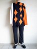 画像15: sulvam       サルバム  "school argyle knit”アーガイルスリットニット・ブラック×オレンジ (15)