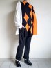 画像16: sulvam       サルバム  "school argyle knit”アーガイルスリットニット・ブラック×オレンジ