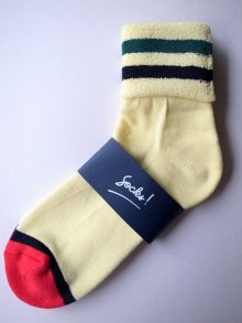 他の写真1: PHINGERIN       フィンガリン SOCKS! TWO LINER・ライトイエロー×グリーン×ブラック