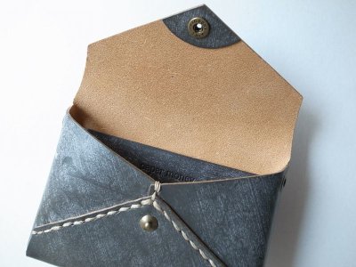 画像5: ebagos  エバゴス　　ブライドルレザーWフウトウ型財布・グレー