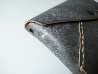 画像4: ebagos  エバゴス　　ブライドルレザーWフウトウ型財布・グレー