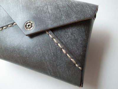 画像3: ebagos  エバゴス　　ブライドルレザーWフウトウ型財布・グレー