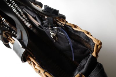 画像8: ebagos  エバゴス　　ブライドルレザー×籐プリント入りショルダーバッグ