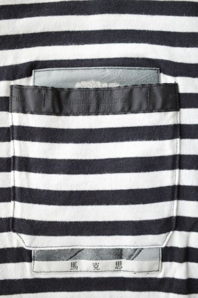 画像2: PEEL&LIFT        stripe marx pocket tee shirt マルクスパッチポケット付ボーダーTシャツ・ホワイトxブラック