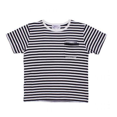 画像1: PEEL&LIFT        stripe marx pocket tee shirt マルクスパッチポケット付ボーダーTシャツ・ホワイトxブラック