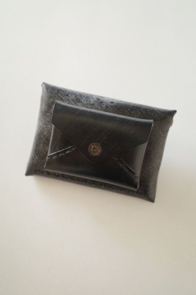 画像1: ebagos  エバゴス　　ブライドルレザーWフウトウ型財布・ブラック