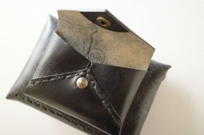 画像2: ebagos  エバゴス　　ブライドルレザーWフウトウ型財布・ブラック