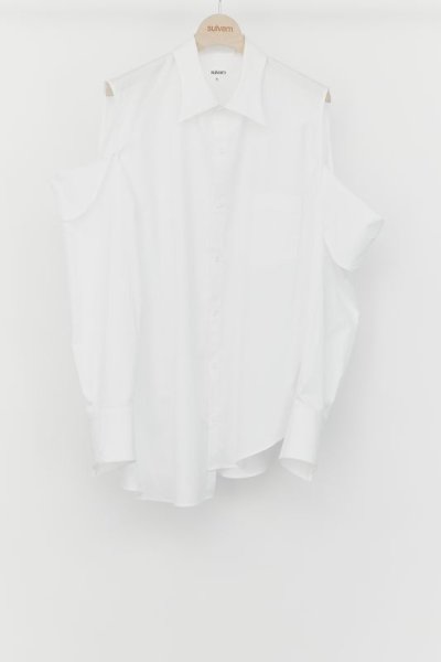 画像1: sulvam       サルバム ”women shoulder open shirt”ショルダーオープンシャツ・ホワイト