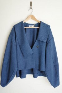HeRIN.CYE       Big asymmetry collar jacket・BLUE