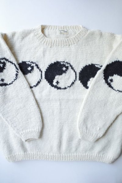 画像1: MacMahon Knitting Mills       Line Yin&Yang Crew Ncek Knit・WHITE