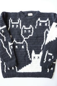 MacMahon Knitting Mills       Crew Ncek Knit Cats・BLACK