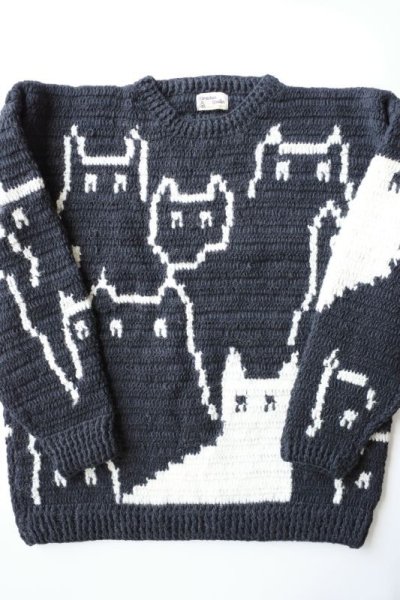画像1: MacMahon Knitting Mills       Crew Ncek Knit Cats・BLACK
