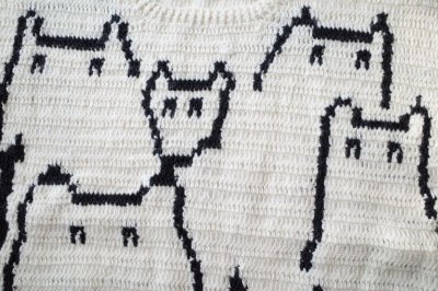 画像2: MacMahon Knitting Mills       Crew Ncek Knit Cats・WHITE