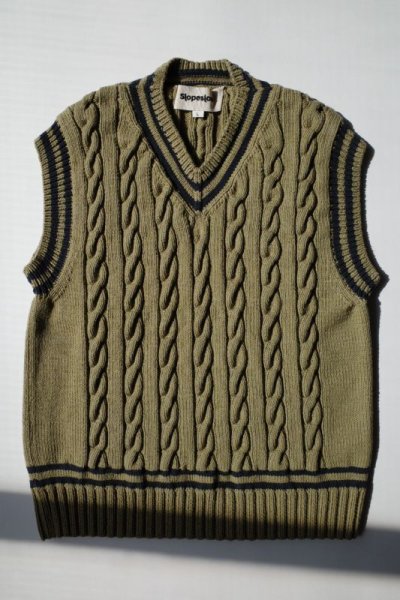画像1: slopeslow       cable HAND KNITTING cricket vest