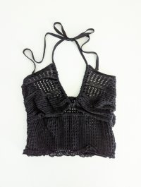 Mediam       Knit Lace Halter Tops・BLACK