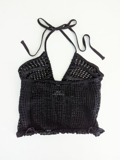 画像2: Mediam       Knit Lace Halter Tops・BLACK