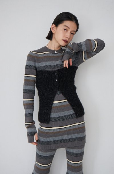 画像6: Mediam       Rib Border Tops・GRAY