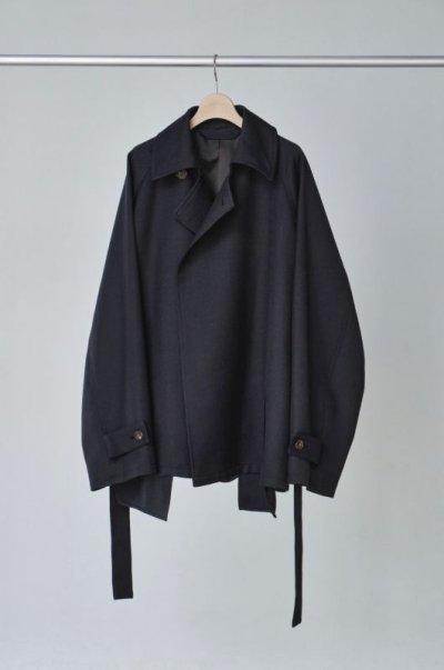画像1: Blanc YM       short trench coat・blue-black