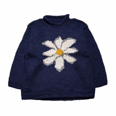 画像1: MacMahon Knitting Mills       Roll Neck Knit-Flower ・NAVY