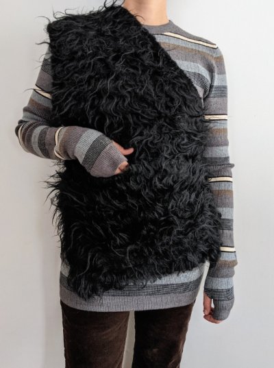 画像3: Mediam       Shaggy One Shoulder Vest・BLACK