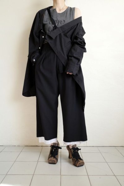 画像21: TAKAHIROMIYASHITATheSoloist.       drop shoulder removeable collar shirt.・BLACK