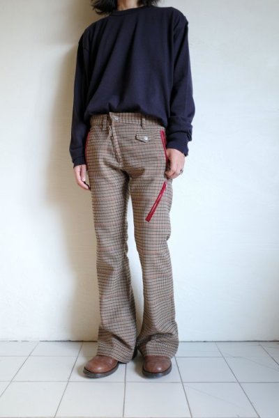 画像15: black means　 ハウンドトゥースフレアトラウザーズ