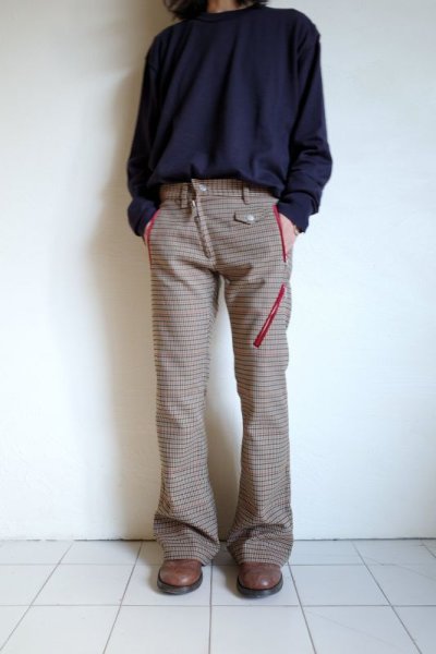 画像14: black means　 ハウンドトゥースフレアトラウザーズ