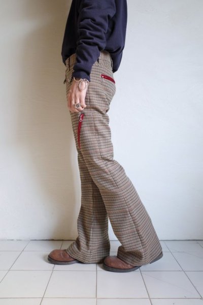 画像9: black means　 ハウンドトゥースフレアトラウザーズ