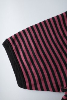 他の写真3: slopeslow       Cotton interlock stripe crewneck T・black×red