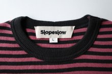 他の写真1: slopeslow       Cotton interlock stripe crewneck T・black×red
