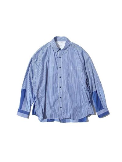 画像1: KYOU       "BEAN” Switching Baloon Shirt・blue stripe