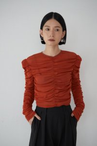 Mediam       Cotton Tulle Gather Tops・red