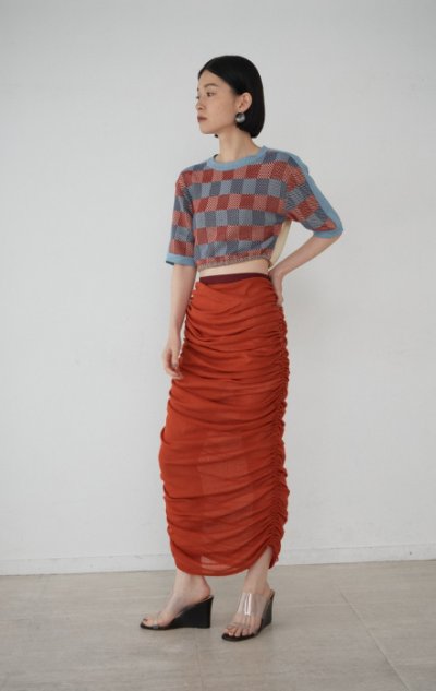 画像1: Mediam       Cotton Tulle Gather Skirt・red