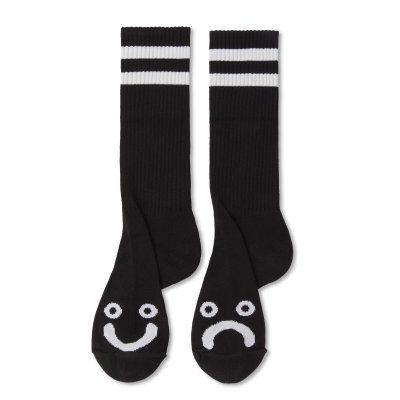 画像1: Polar Skate Co.       Rib Socks Long Happy Sad・Black