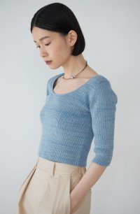 Mediam       2Way Rib Knit Tops・Sax Mix