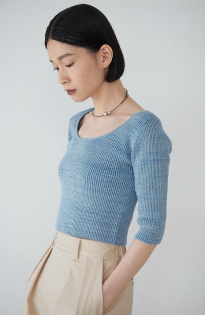 画像1: Mediam       2Way Rib Knit Tops・Sax Mix