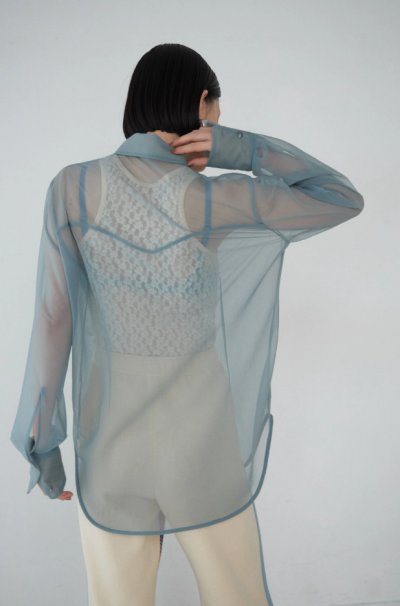 画像1: Mediam       Sheer Over Shirt・Sax
