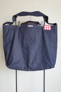 TSTS       2 GINGHAM LINING DENIM MESSENGER BAG