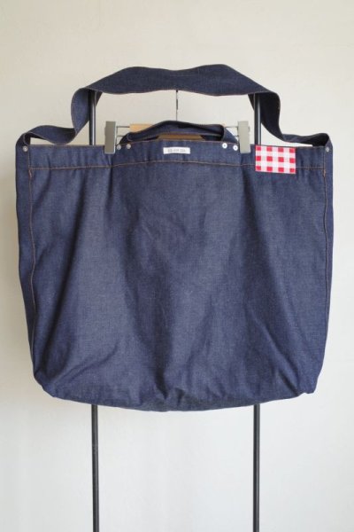 画像1: TSTS       2 GINGHAM LINING DENIM MESSENGER BAG