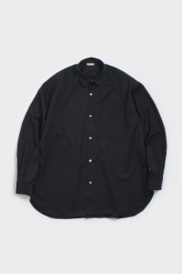 Blanc YM       Wool Gabardine Wide Shirt・black