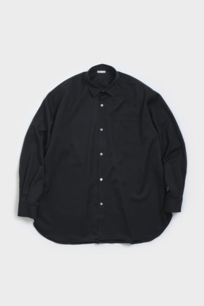 画像1: Blanc YM       Wool Gabardine Wide Shirt・black