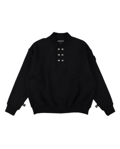 画像1: PHINGERIN       フィンガリン  DOUBLE HENLEY SWEATSHIRT・BLACK