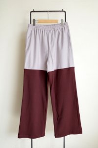 renewces       "bicolor 2 materials combi pants"・brick brown×light pearl pink