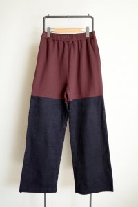 renewces       "bicolor 2 materials combi pants"・brick brown×dark navy