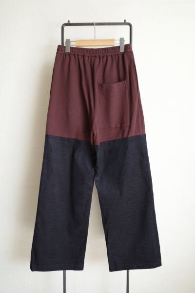 画像2: renewces       "bicolor 2 materials combi pants"・brick brown×dark navy