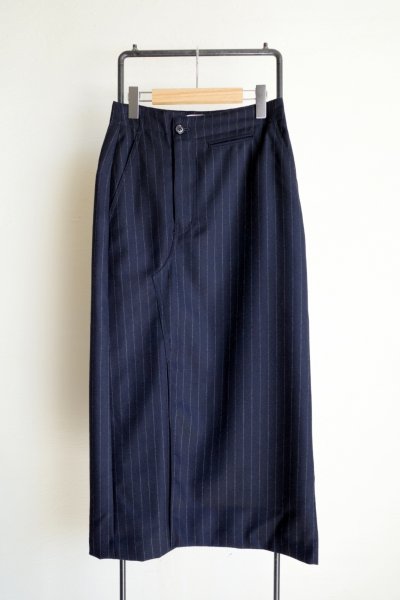 画像1: BELPER        OVERLAP STRAIGHT SKIRT・navy