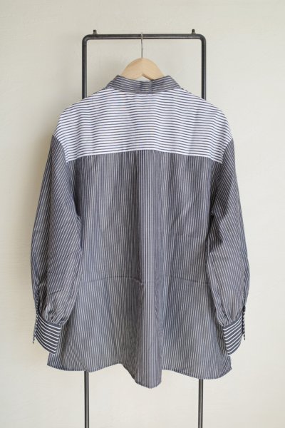 画像2: HeRIN.CYE       Mix-striped shirt・BLACK